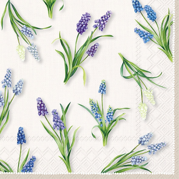 Decoupage Napkin - (DN-8496) - Spring Muscari - Cream