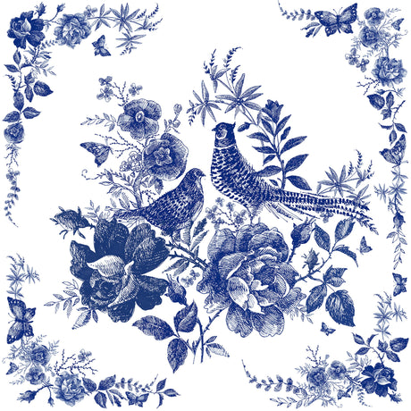 Decoupage Napkin - (DN-8554) - Fairytale Pheasant Blue - Set of 5