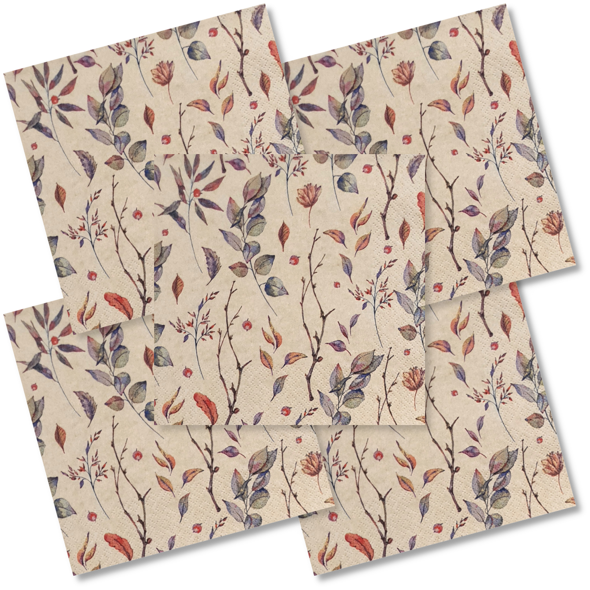 Decoupage Napkin - (DN-8673) - Coloured Leaves - Set of 5