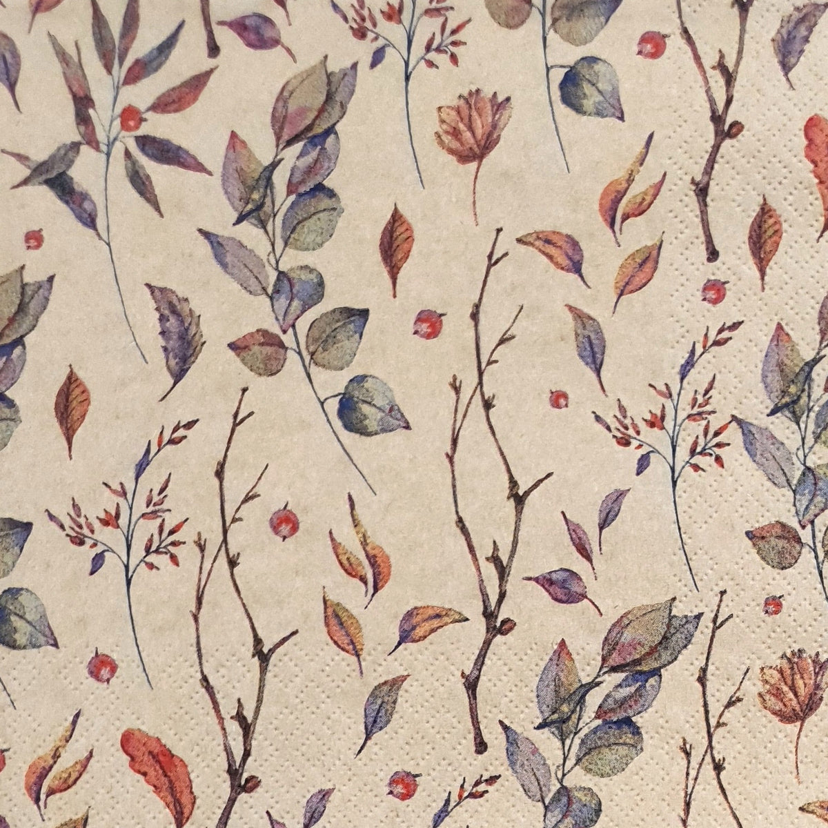 Decoupage Napkin - (DN-8673) - Coloured Leaves - Set of 5