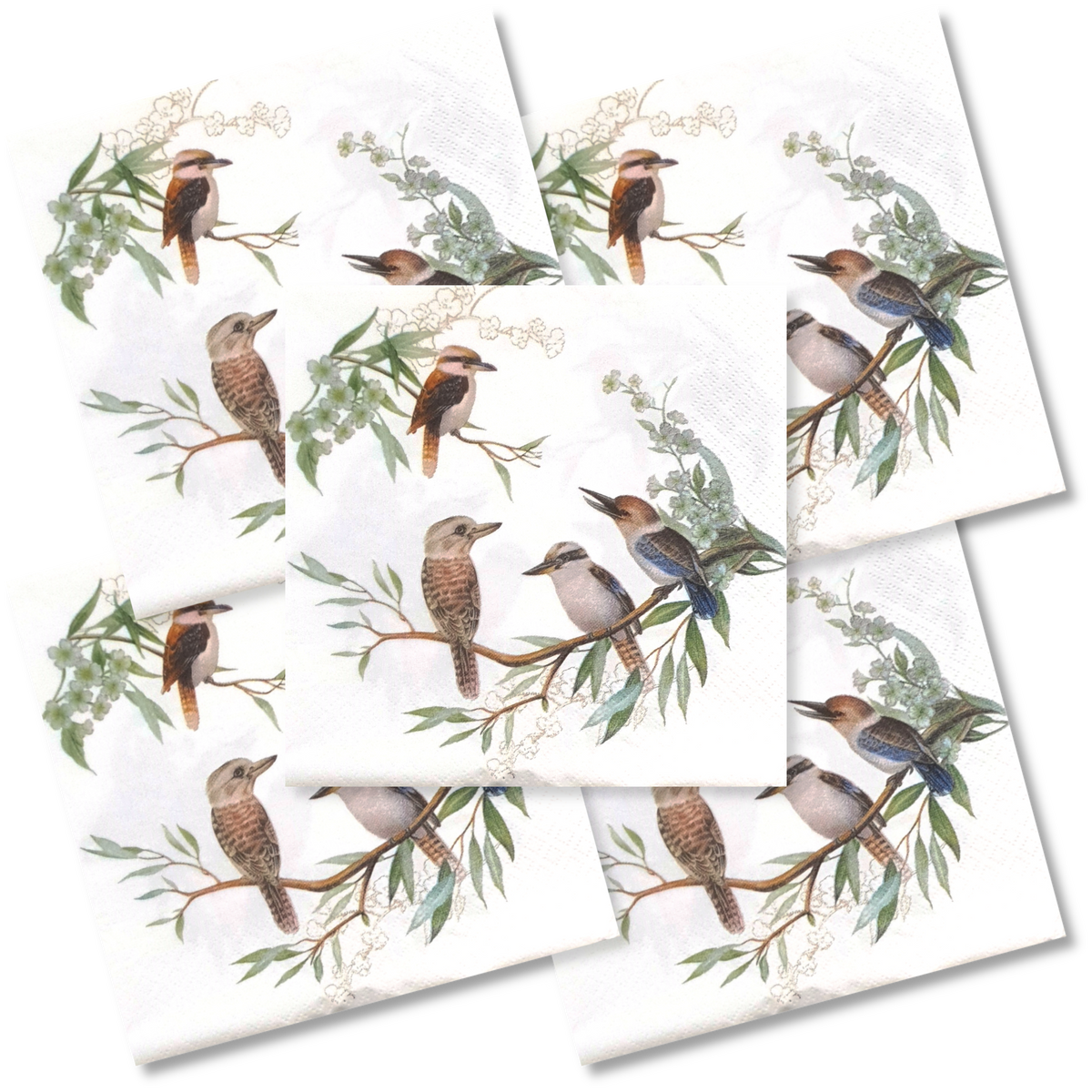 Decoupage Napkin - (DN-8693) - Kookaburras - Set of 5