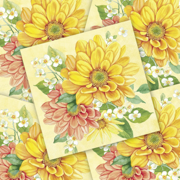 Decoupage Napkin - (DN-8799) - Hello Sunshine - Yellow - Cocktail - Set of 5