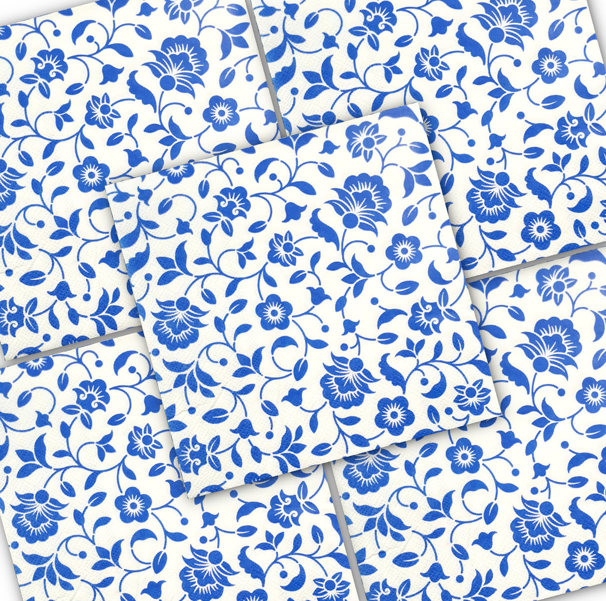 Decoupage Napkin - (DN-8925) - Blue Flowers - Set of 5