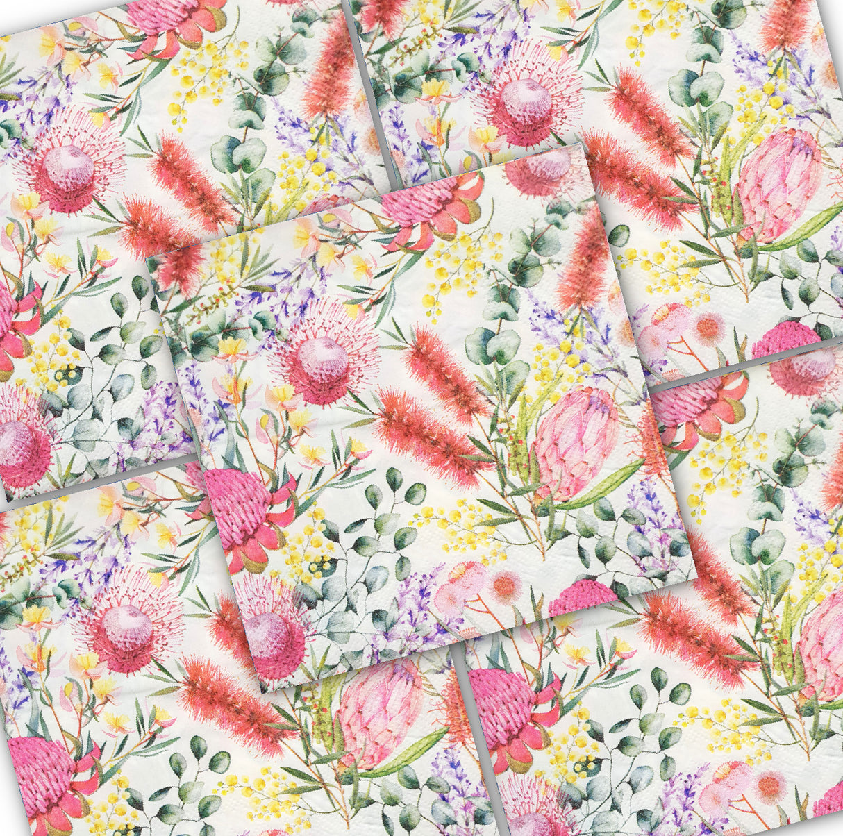 Decoupage Napkin - (DN-8942) - Bush Flowers - Set of 5