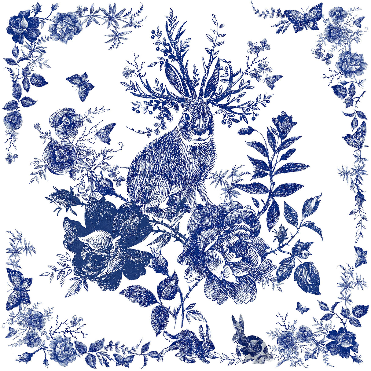 Decoupage Napkin - (DN-8973) - Fairytale Hare - Blue