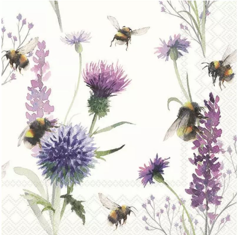 Decoupage Napkin - (DN-8980) - Bumblebees in the Meadow