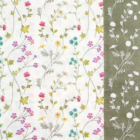Decoupage Napkin - (DN-8980) - Spring Flower Sprigs - Set of 5
