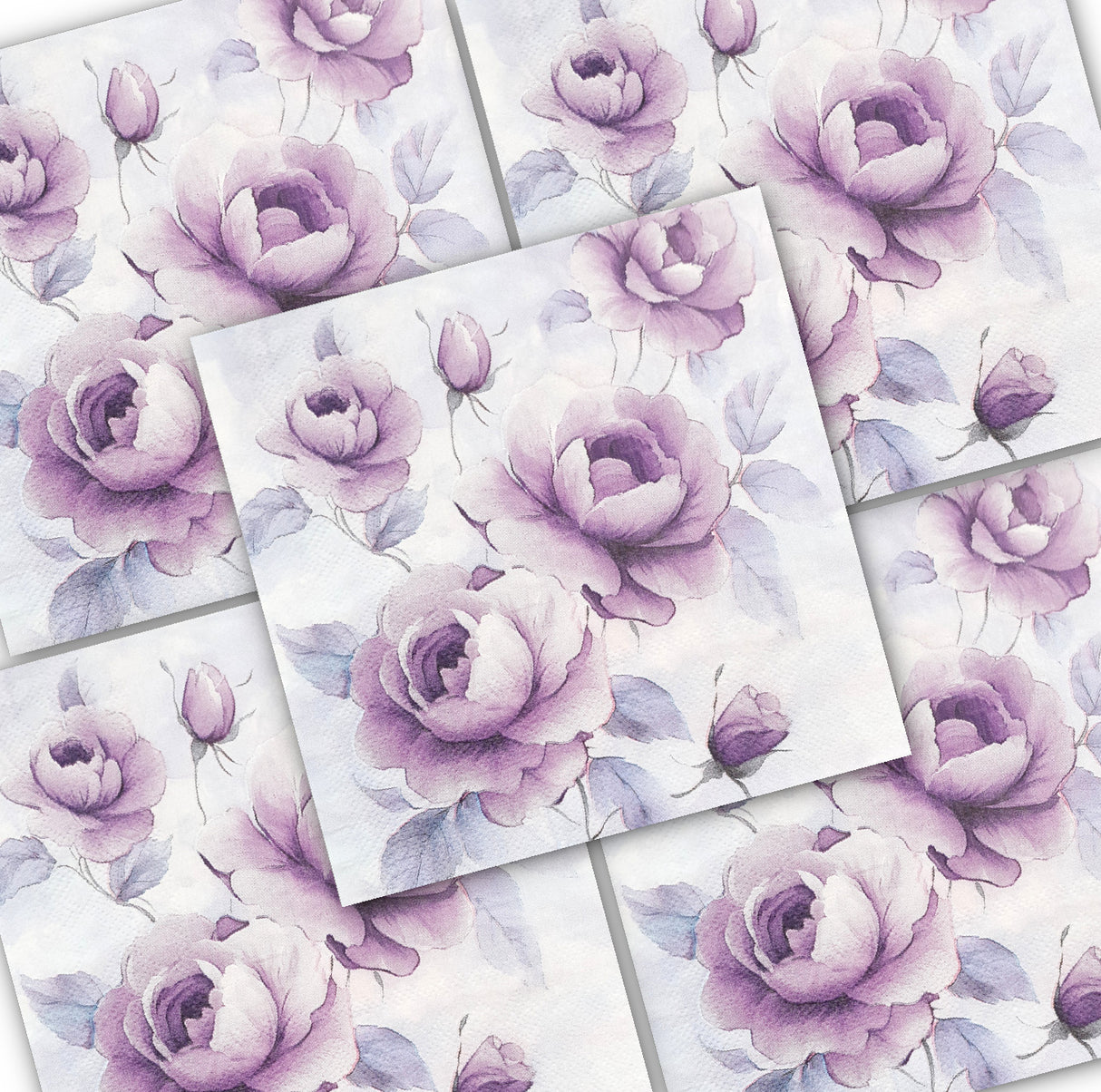Decoupage Napkin - (DN-8982) - Dusty Roses - Set of 5