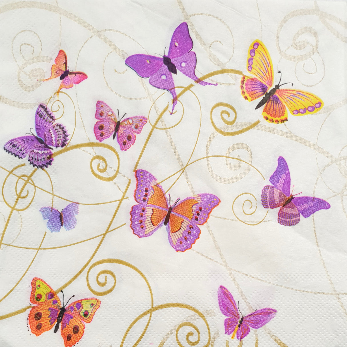 Decoupage Napkin - (DN-8985) - Bright Butterflies - Set of 5