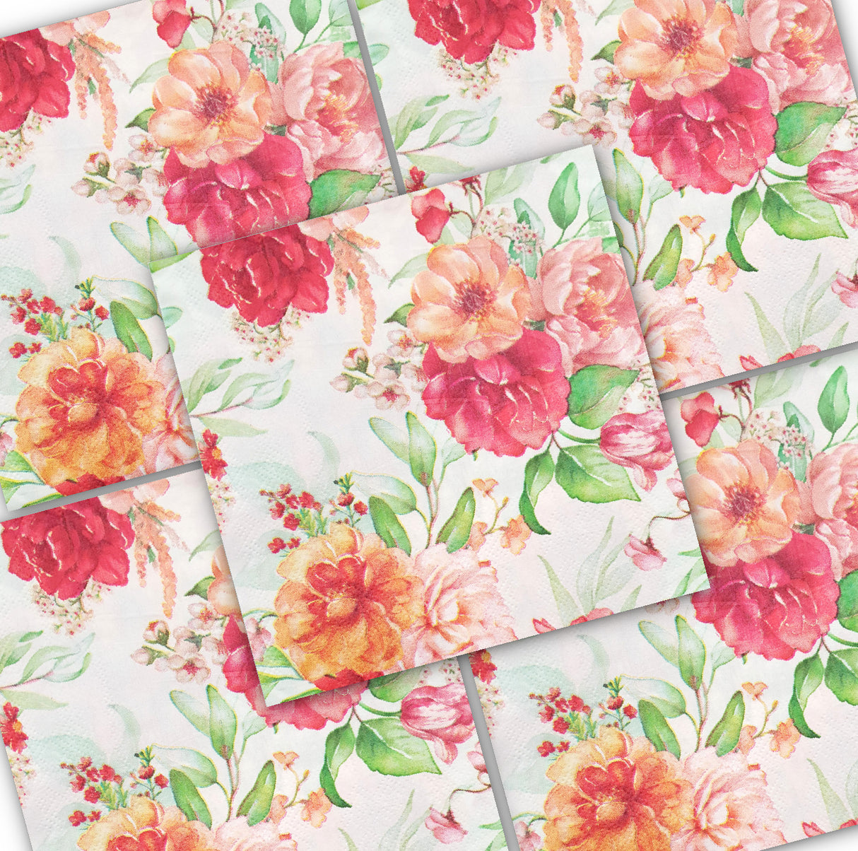 Decoupage Napkin - (DN-8989) - Blooms - Set of 5