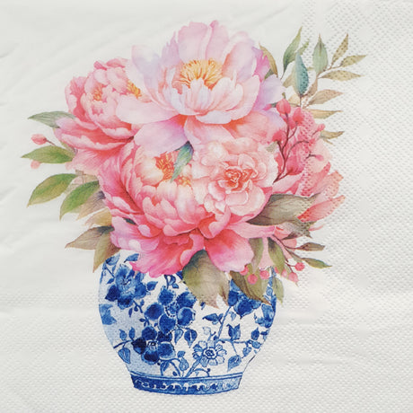 Decoupage Napkin - (DN-8993) - Peonies - Set of 5