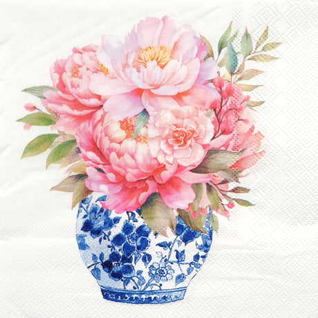 Decoupage Napkin - (DN-8993) - Peonies - Set of 5