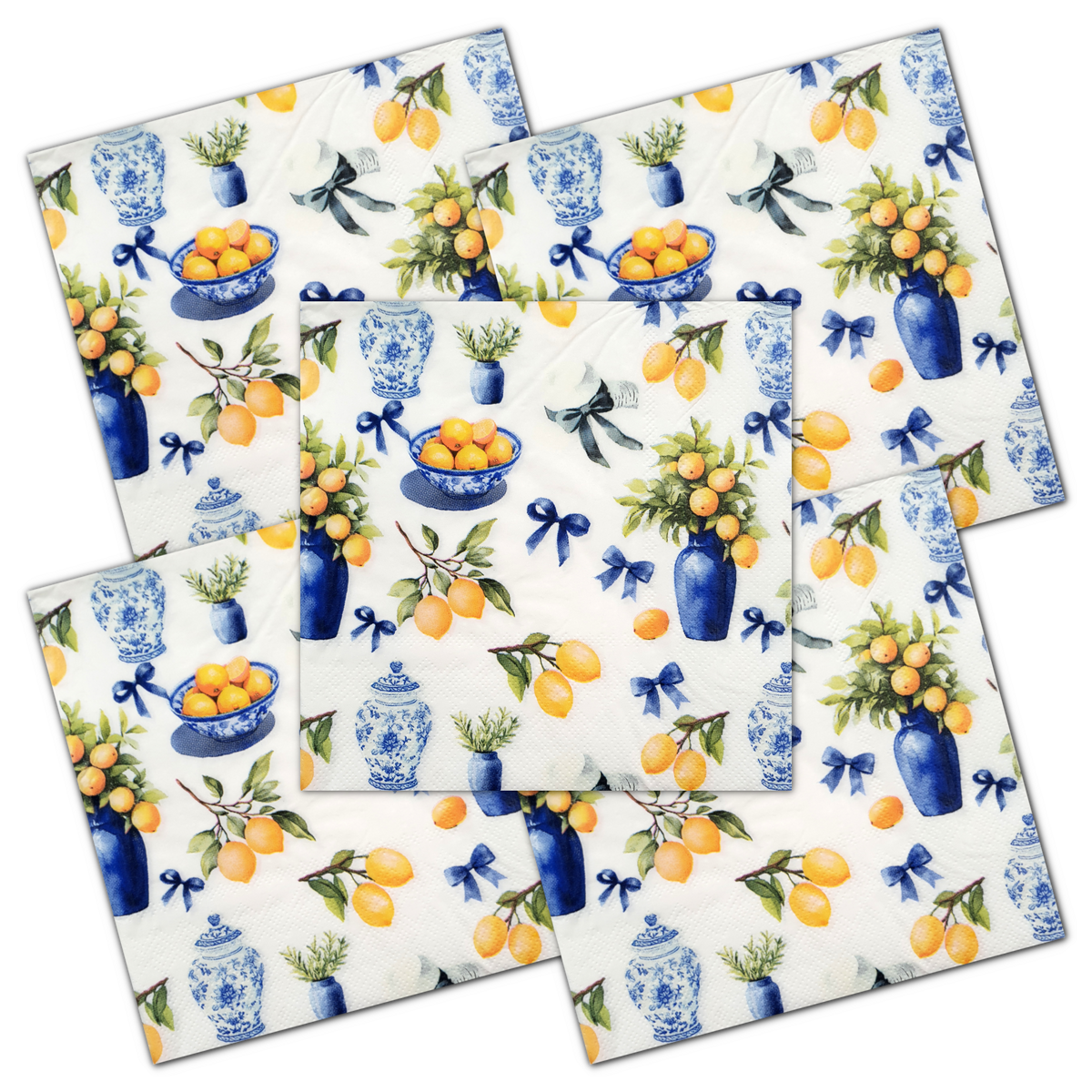 Decoupage Napkin - (DN-8998) - Lovely Lemons - Set of 5