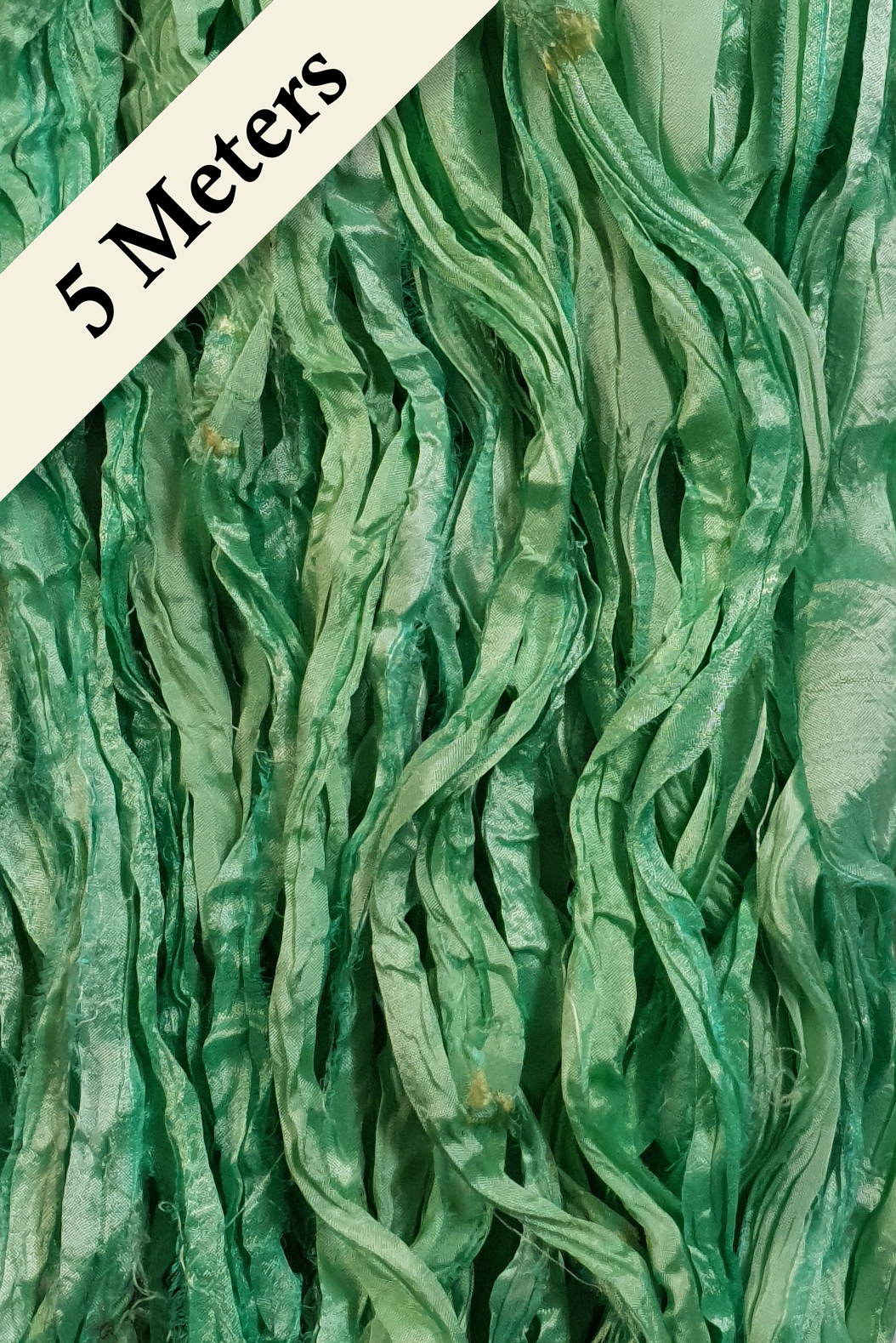 Reclaimed Sari Silk Ribbon - Aloe - 5m Pack