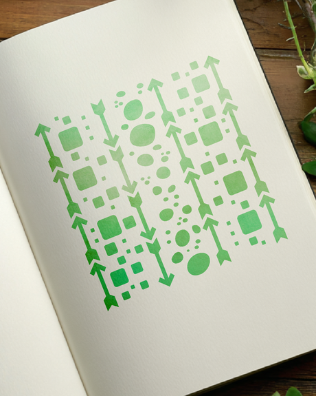 Arrows, Bubbles & Cubes Mix - Stencil - 150mm x 150mm