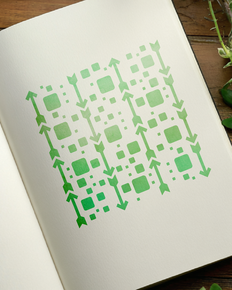 Arrows & Cubes Mix - Stencil - 150mm x 150mm