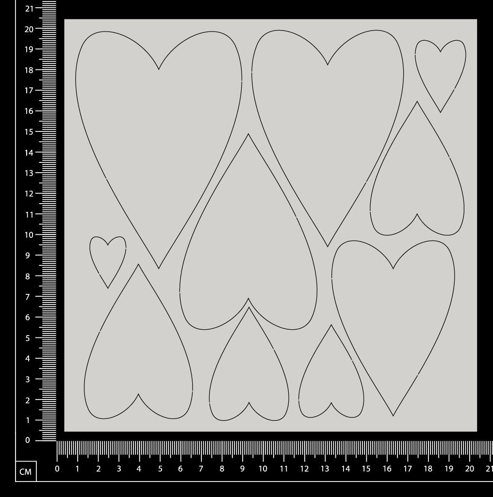 Assorted Pointed Hearts Set - White Chipboard