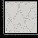 Assorted Pointed Hearts Set - White Chipboard