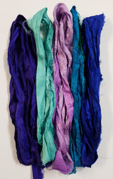 Reclaimed Sari Silk Ribbon - Aurora Borialis