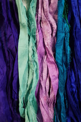 Reclaimed Sari Silk Ribbon - Aurora Borialis