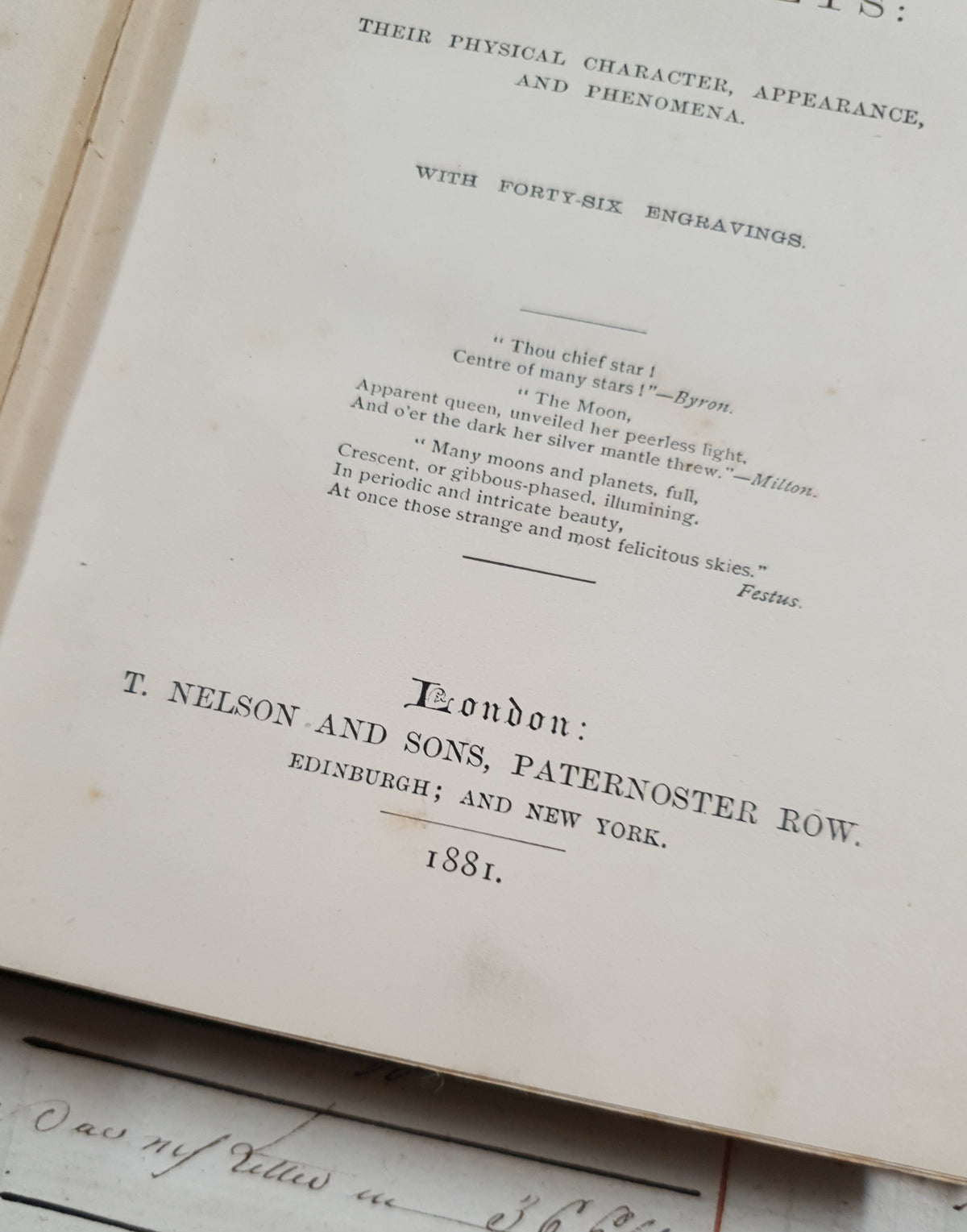 Authentic Antique Book - Wonders of the Heavens – The Sun, Moon and Planets – 1881 - DU