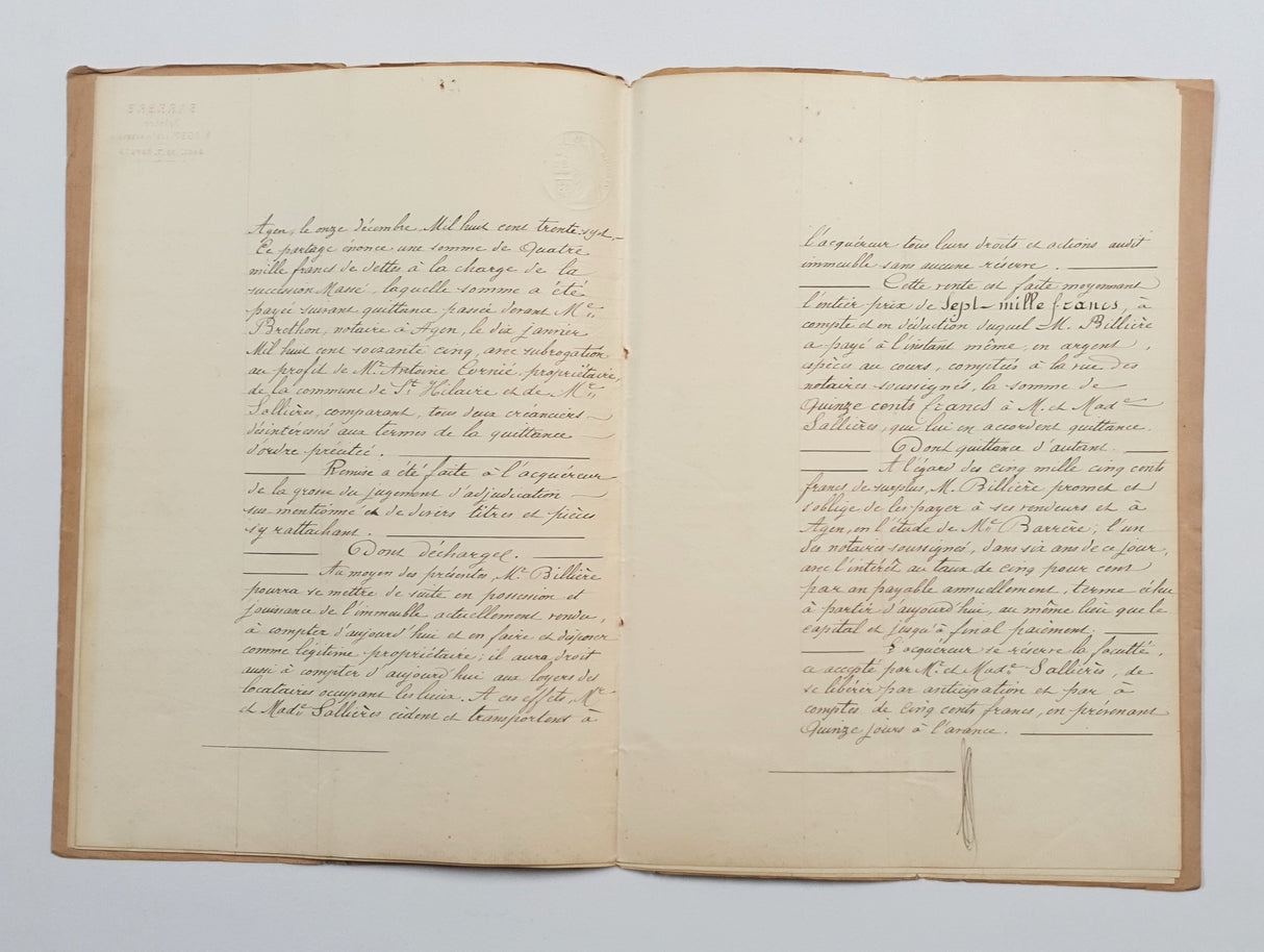 Authentic Antique French 1879 Notaire Document - BV