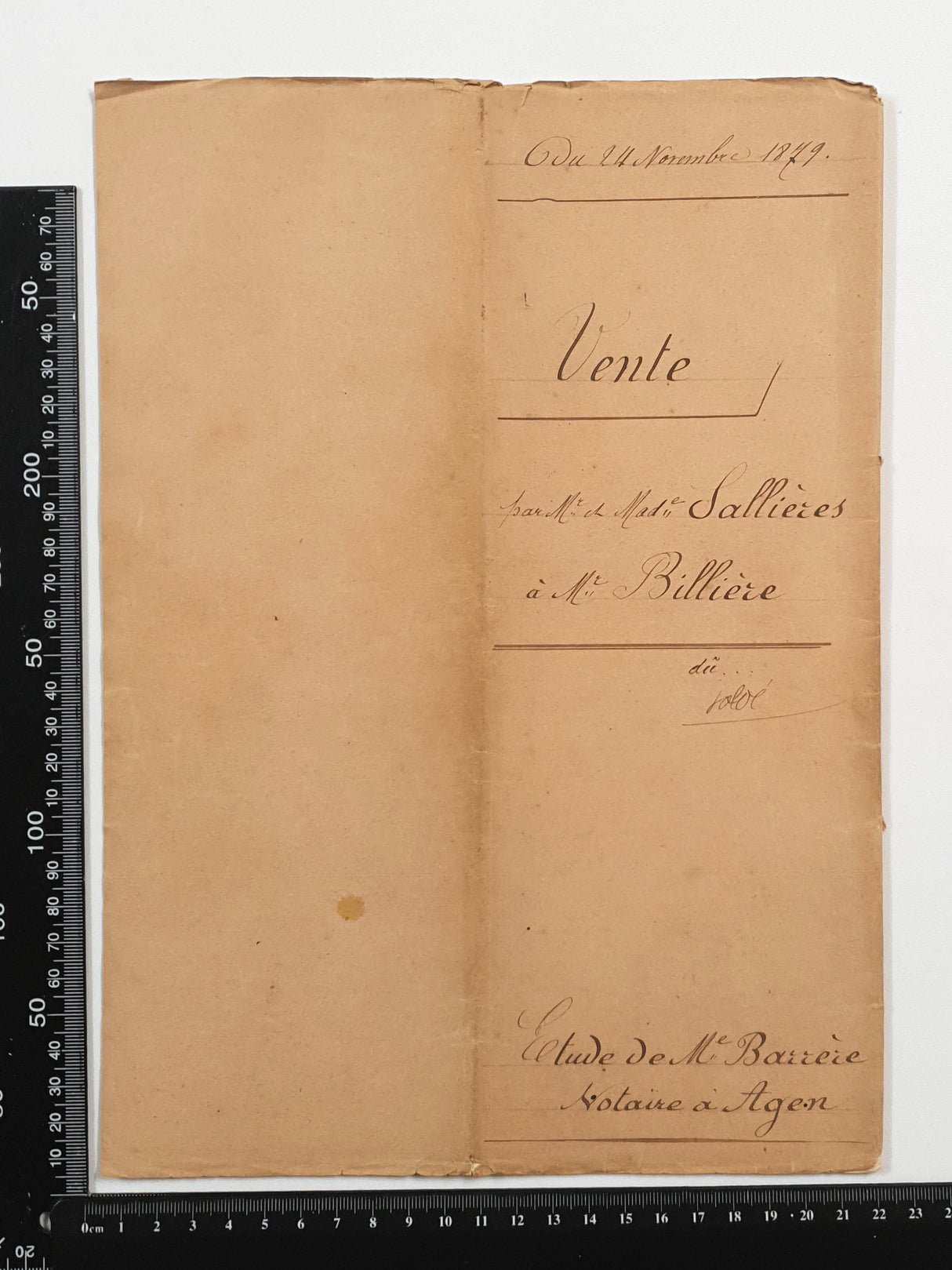 Authentic Antique French 1879 Notaire Document - BV