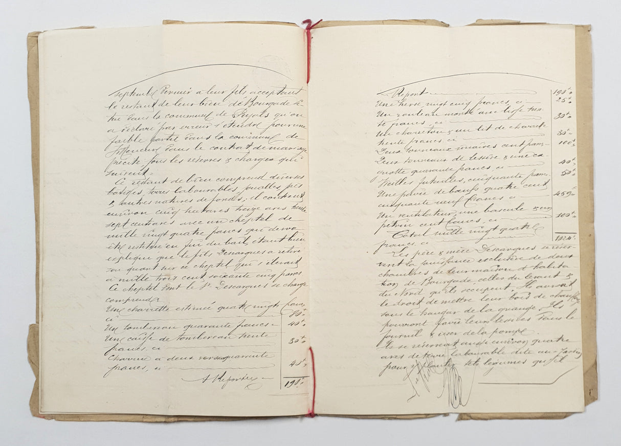 Authentic Antique French 1891 Notaire Document - BW