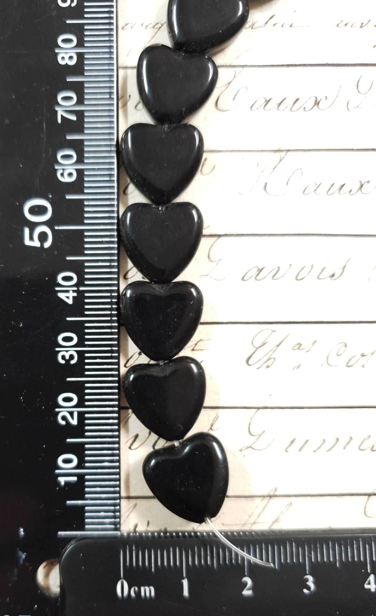 Black Glass Heart Beads