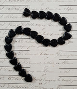 Black Glass Heart Beads