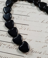 Black Glass Heart Beads