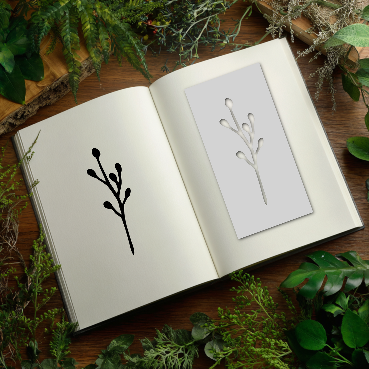 Botanical - Stencil - 75mm x 150mm - AJ-M