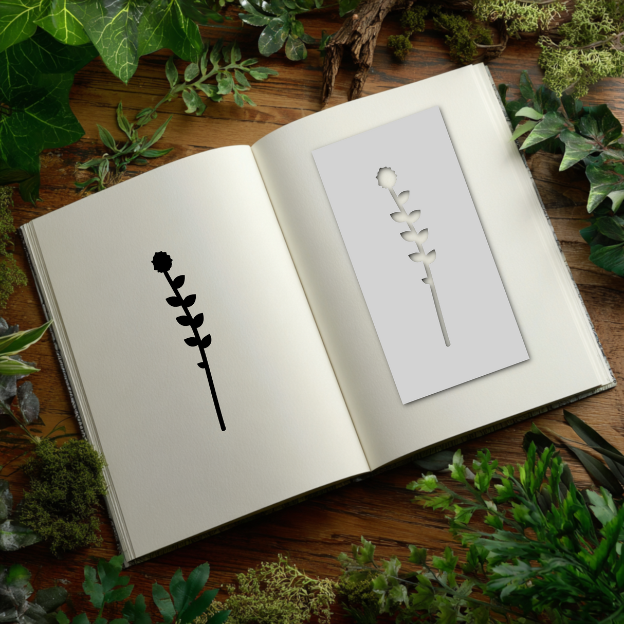 Botanical - Stencil - 75mm x 150mm - AL-M