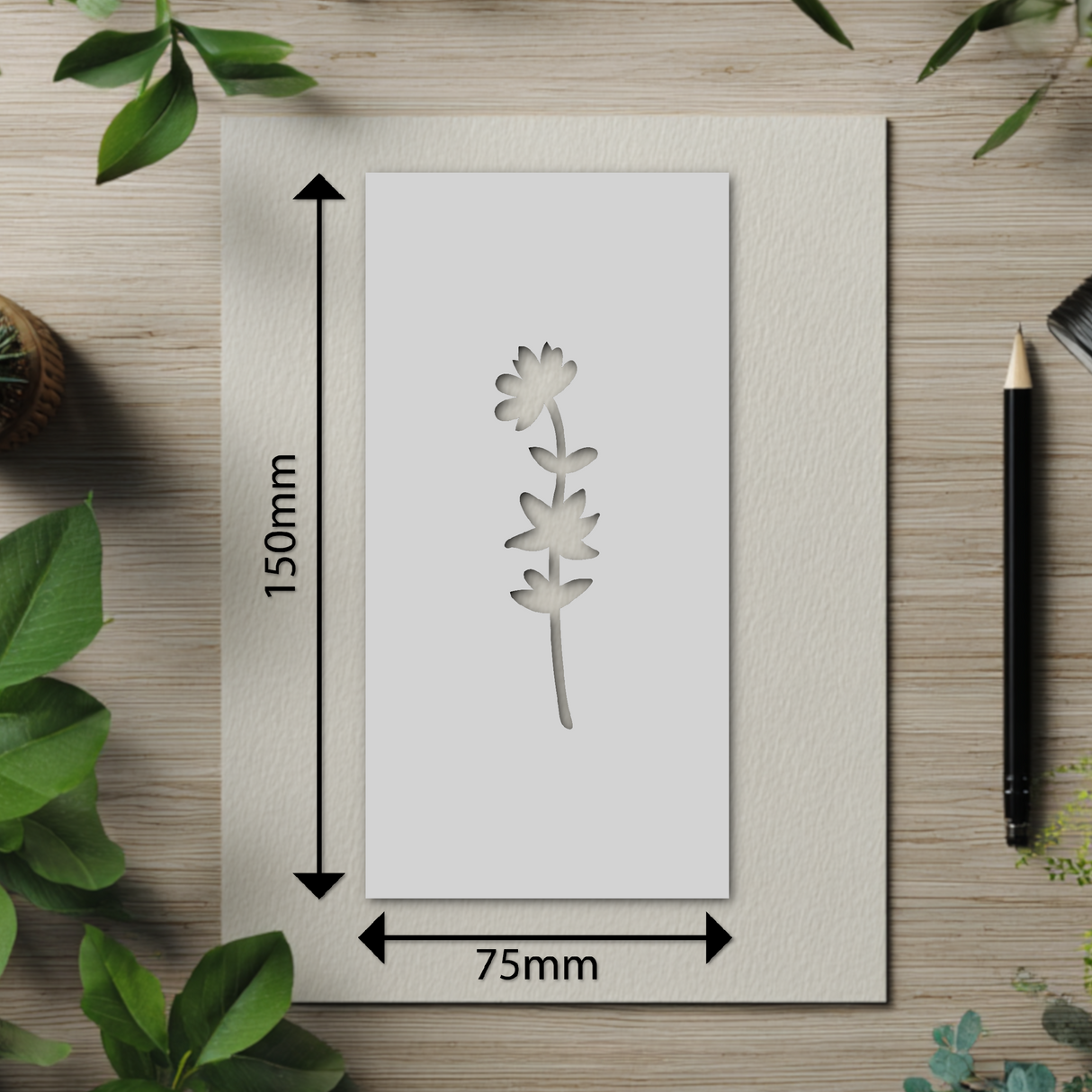 Botanical - Stencil - 75mm x 150mm - AQ-M