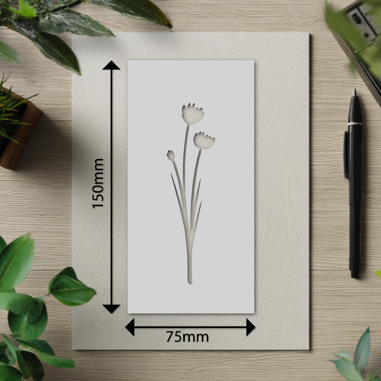 Botanical - Stencil - 75mm x 150mm - AU-M