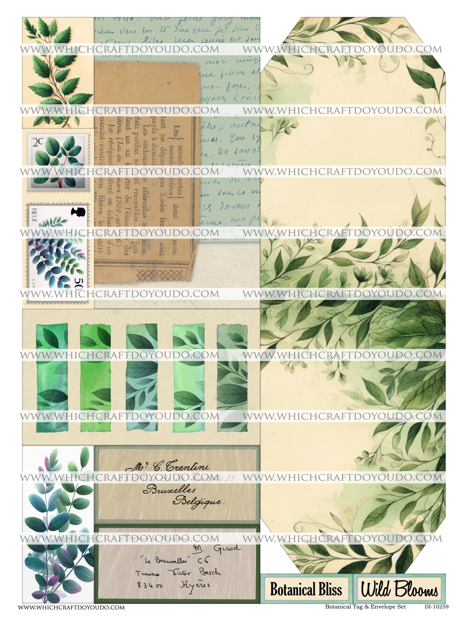 FREEBIE - Botanical Tag & Envelope Set - DI-10259 - Digital Download