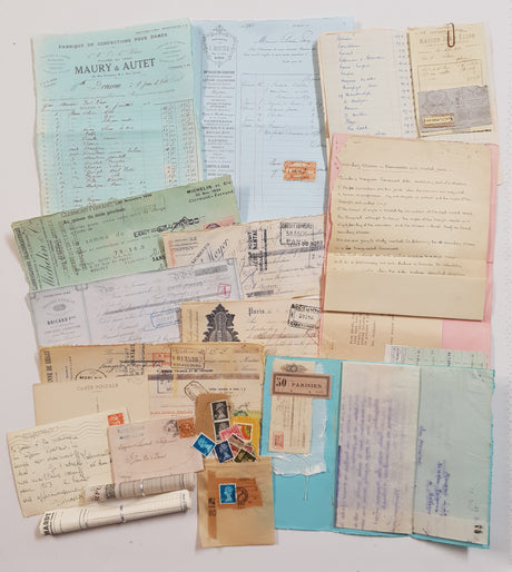 Box of Faux & Authentic Vintage Papers & Ephemera