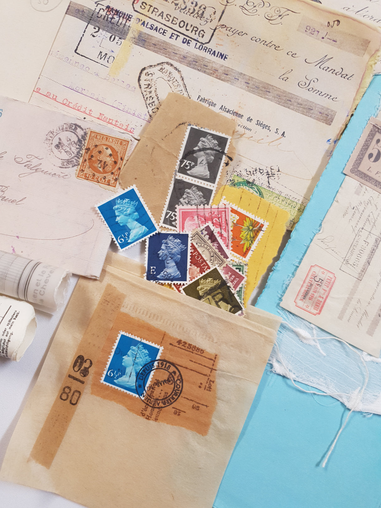 Box of Faux & Authentic Vintage Papers & Ephemera