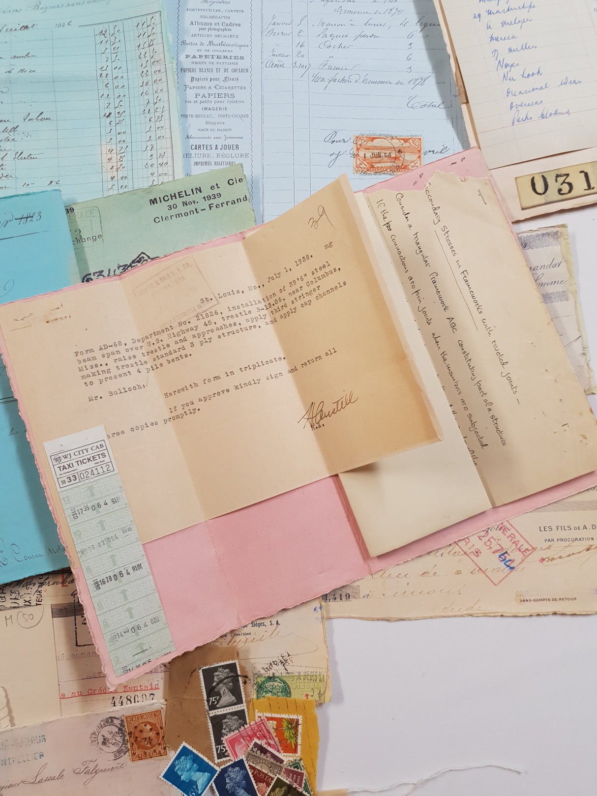 Box of Faux & Authentic Vintage Papers & Ephemera