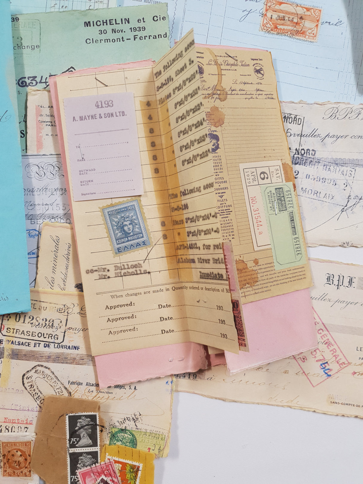 Box of Faux & Authentic Vintage Papers & Ephemera