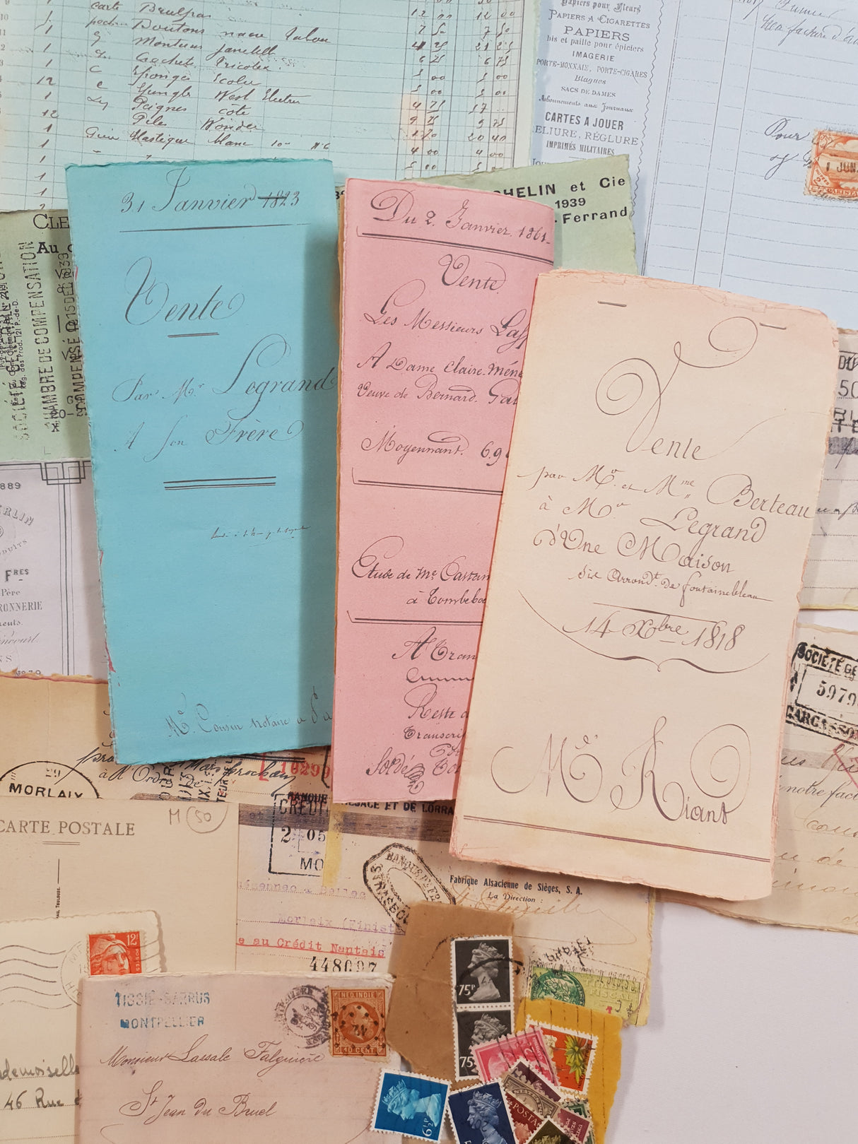 Box of Faux & Authentic Vintage Papers & Ephemera