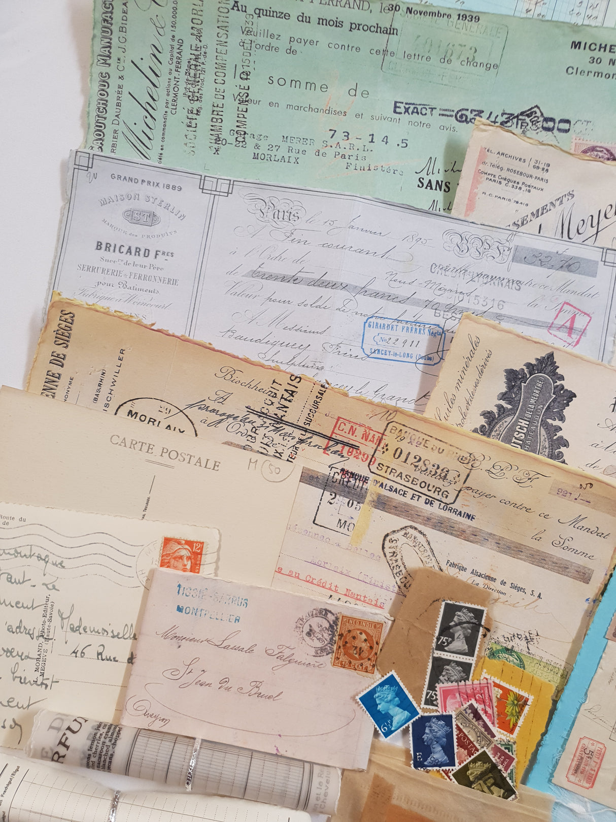 Box of Faux & Authentic Vintage Papers & Ephemera
