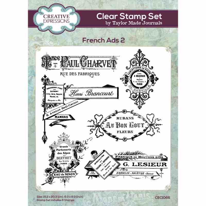 Creative Expressions - Taylor Made Journals - French Ads 2 - Clear Stamp Set