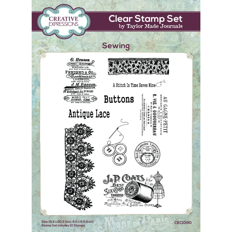 Creative Expressions - Taylor Made Journals - Sewing - Clear Stamp Set