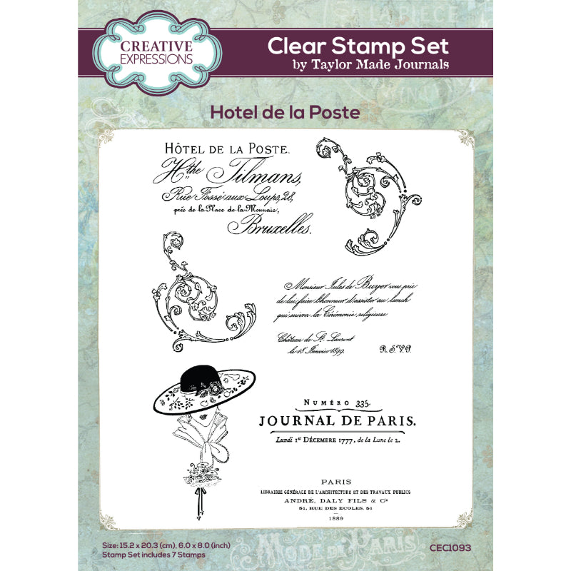 Creative Expressions - Taylor Made Journals - Hotel de la Poste - Clear Stamp Set