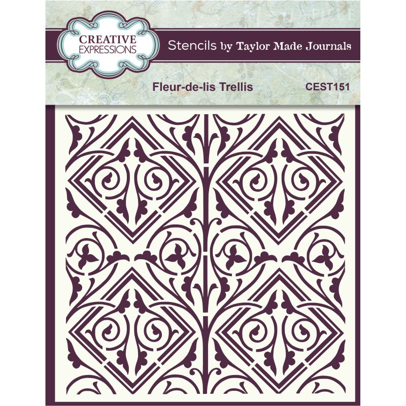 Creative Expressions - Taylor Made Journals - Fleur-de-lis Trellis - Stencil