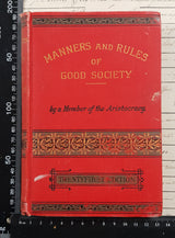 Manners and Rules of Good Society – 1896 – Antique Book - DY