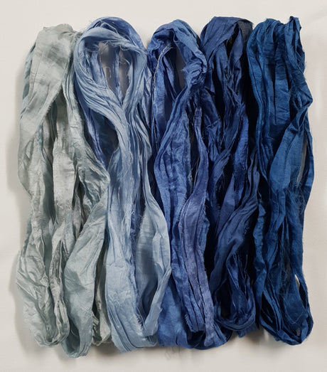 Reclaimed Sari Silk Ribbon - Déjà Blue - 10 Metre Pack