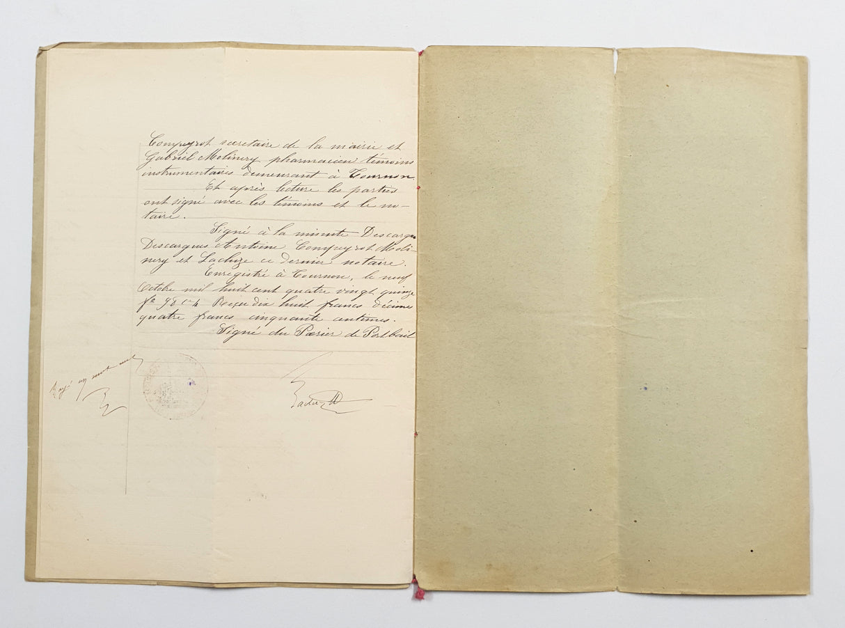 Authentic Antique French 1895 Notaire Document - EZ