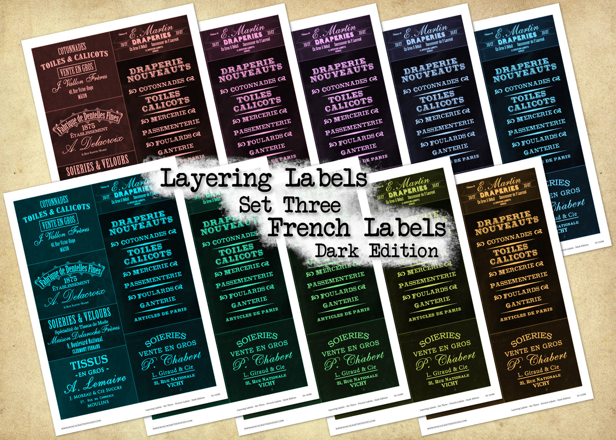 Layering Labels - Set Three - French Labels - Dark Edition - DI-10288 - Digital Download